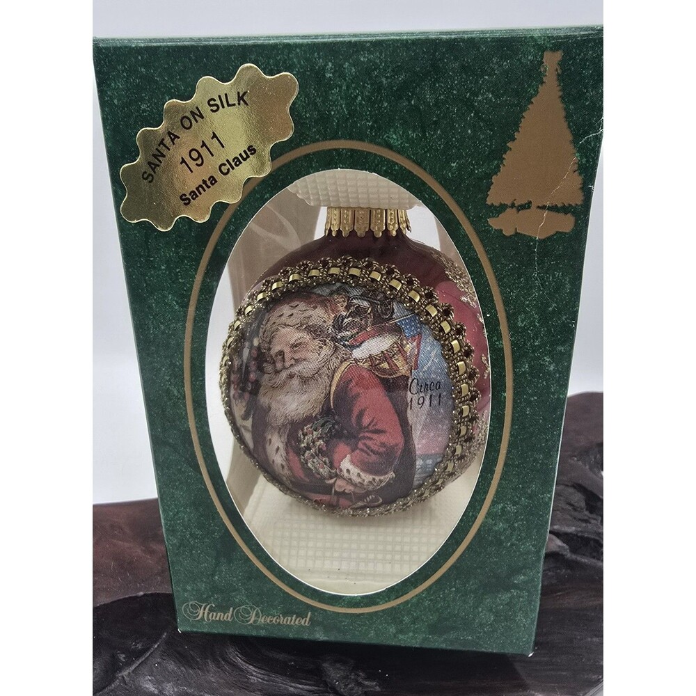 1911 Santa On Silk Glass Christmas by Kreb's Ornament Dated 1996 NEW